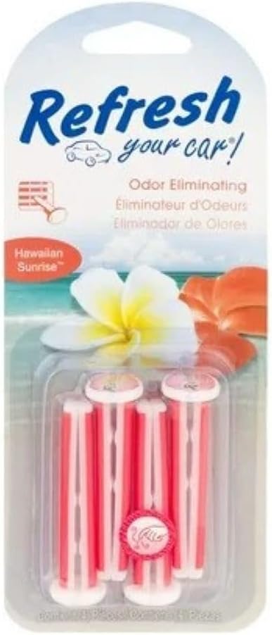 Refresh Your Car! E300887500 Auto Vent Stick, Hawaiian Sunrise, 4 Per Pack