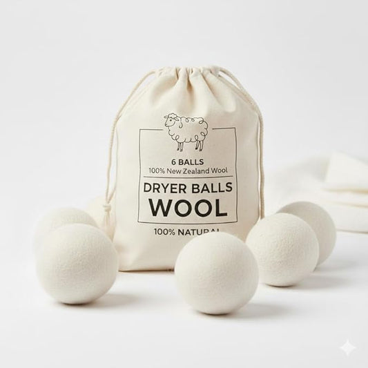 Premium Wool Dryer Balls – 6-Pack 100% Organic New Zealand Wool – Natural Fabric Softener, Hand-Felted, Reusable – Reduces Drying Time, Static & Wrinkles – Eco-Friendly Laundry Solution