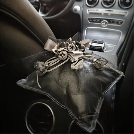 Car Accessories - Swan-Shaped Bamboo Charcoal Air Purifying Bag | Natural Charcoal&Aromatic Design | Elegant & Creative Floral Scent Sachet |Odor-Eliminating, Non-Toxic (Black 7 * 7inch)