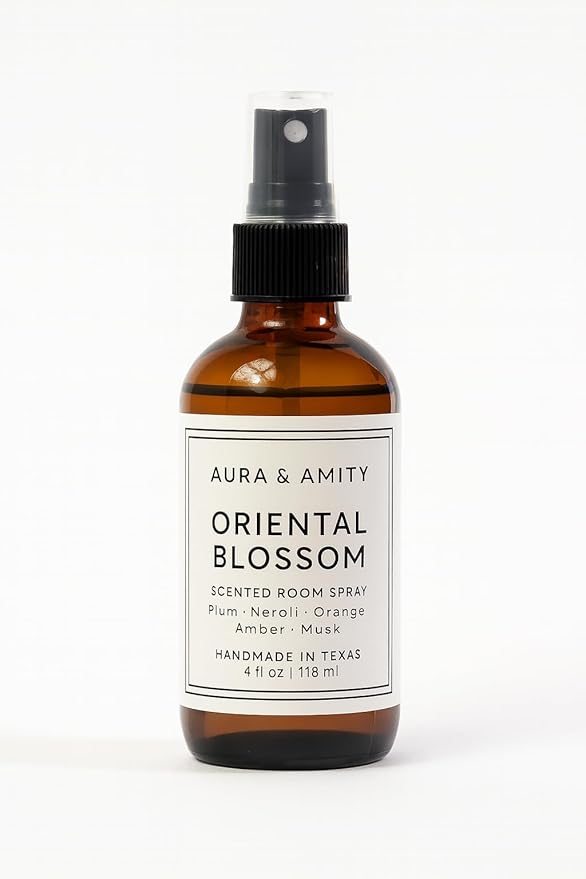 Aura & Amity Premium Room & Linen Spray – Handmade Luxury Fabric & Home Fragrance Mist, Long-Lasting & Eco-Friendly (Oriental Blossom)