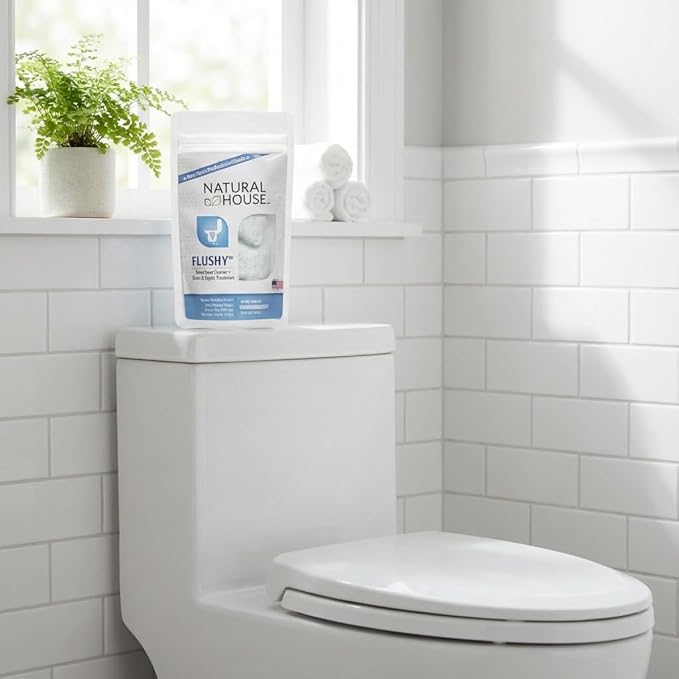Natural House Flushy - Probiotic Toilet Bowl Cleaner Pods - Septic Safe - Removes Hard Water Stains - Fresh Mint Scent - 120 Pack