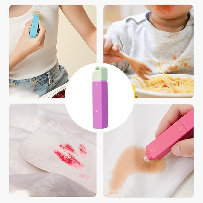Dual-Tip Stain Remover Pen Portable Waterless Oil/Food Stain Cleaner Stick 3-Second Instant Emergency Treatment Pen Ideal for Clothing, Dates, Office, Travel (1, Purple)