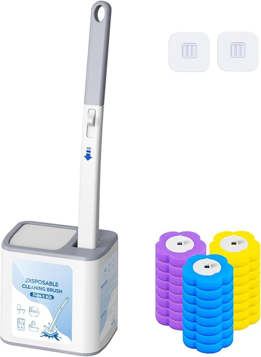 2026 Disposable Toilet Brush Cleaning System with Aromatherapy Refills (Ocean, Lemon, Lavender) – Includes Cleaning Stick, Storage Box, and Scented Refill Tabs