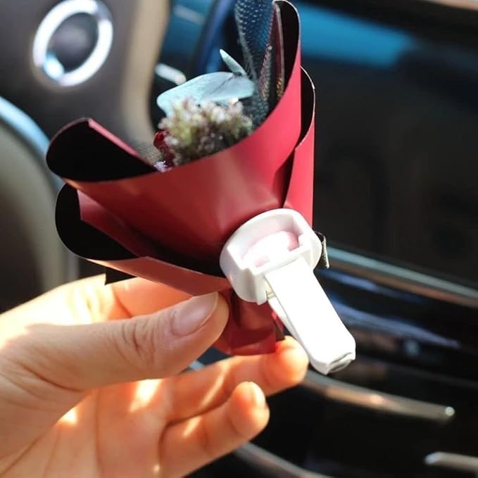 Pink Mini Dried Flowers Bouquet for Car Air Vent Clips, Car Air Outlet Perfume Decoration FlowerVent Clips Air Fresheners Interior Accessories Automotive