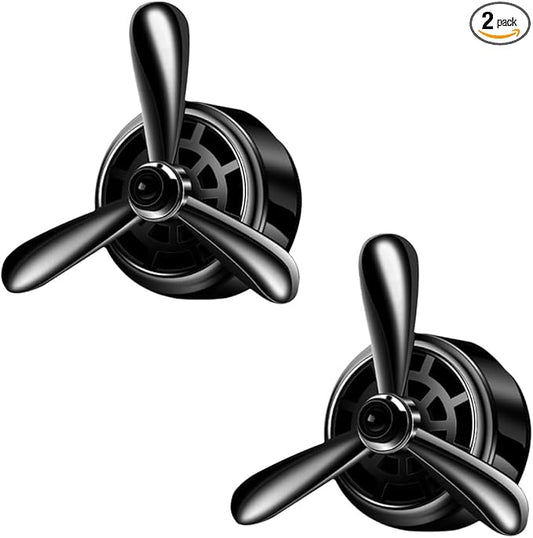 Car Air Condition Outlet Clip, Stylish Propeller Dashboard Air Vent Trim Clips, Air-Driven Diffuser, Creative Automotive Interior Decoration Accessories for Women Men (Black, 2PCS)