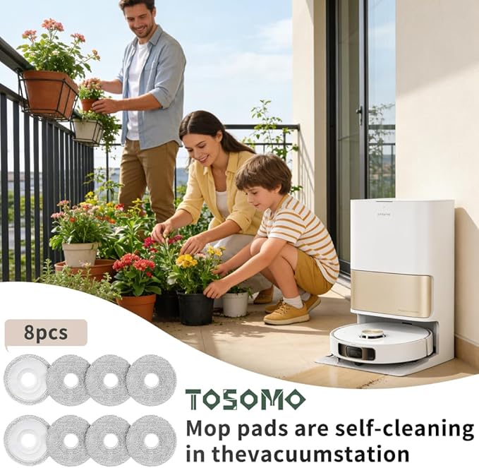 8 Pack Mop Pads for Dreame L40 Ultra/X40 Ultra/X50 Ultra/L50 Ultra/L10S Ultra/ L10s Pro Ultra Heat/L10S Ultra Gen2/L40S Ultra/X30 Ultra/L10 Ultra Robot Vacuum, Spin Cleaning Pads Replacement Parts