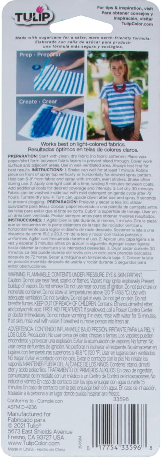 Tulip ColorShot Instant Fabric Spray Paint, Permanent Color Spray-On Fabric Paint, 3oz, Neon Pink