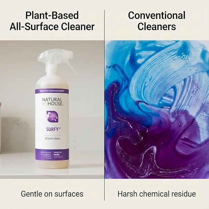 Natural House Surfy - Probiotic All-Purpose Cleaner Spray - Multi-Surface Formula - Plant-Based - Lavender Sage Scent - 128 oz