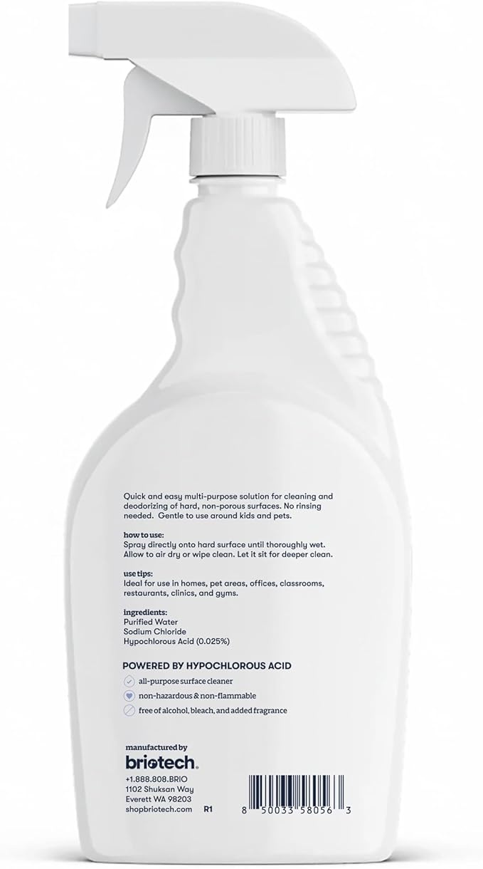 BRIOTECH Extra Strength HOCl Cleaner, 500 PPM Hypochlorous Acid Concentrate, ULV Foggers & Humidifiers, Professional Deodorizer for Dental, Offices, Schools, Homes, Peroxide Free, 32 fl oz