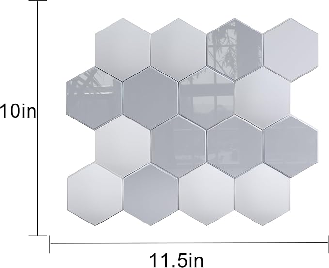 New Upgrade Premium Hexagon Peel and Stick Tile Backsplash，Matte Grey Waterproof Stick on Backsplash, Self-Adhesive Marble Tiles for Kitchen,Bathroom and Bedroom，10-Sheet.