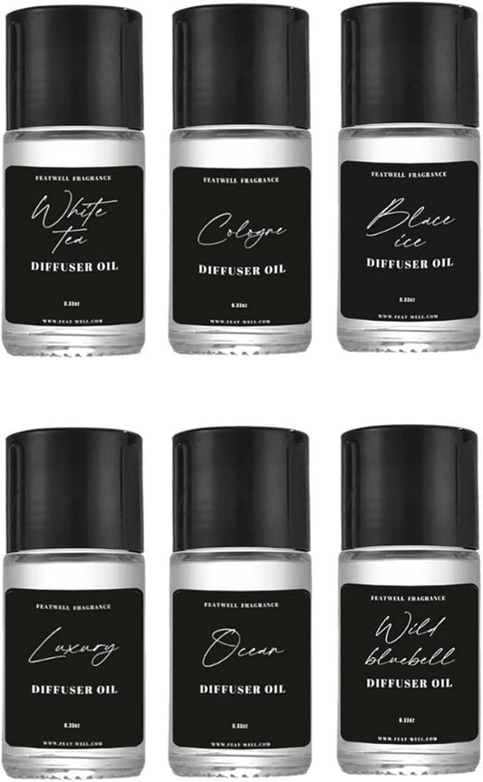 Featwell Car Air Freshener Essential Oil, 6 Bottles Essential Oils for Diffuser, Aromatherapy, Home Car Scented Oils 6x10ml