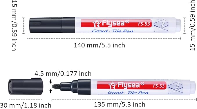 6 Pieces Tile Pen Wall Grout Restorer Pen Repair Marker Grout Filler Pen for Restoring Tile Wall Floor Bathrooms and Kitchen (Black)