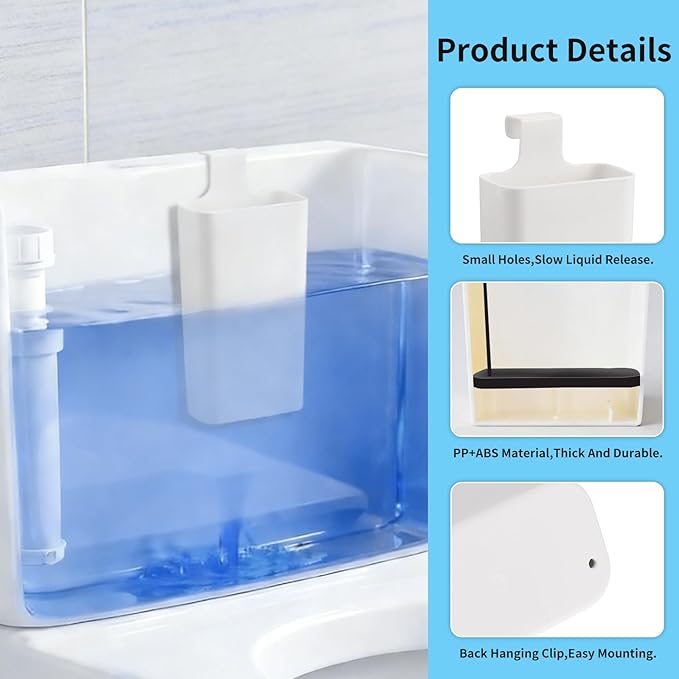 Premium Toilet Tank Tablet Holder – Plastic Hanging Cleaner Caddy (7.5'' x 3.5'' x 2.5'', White) – Toilet Bowl Cleaner Hanging Carrier - Prevents Dissolved Residue in Water Tank