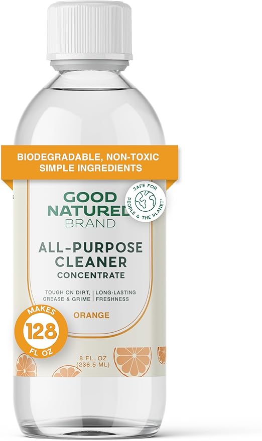 Good Natured Brand All-Purpose Cleaner Concentrate | Multi-Surface Cleaner | Natural Orange Essential Oil | Multipurpose Cleaner Concentrate All Surfaces | Orange | 8oz makes 128oz