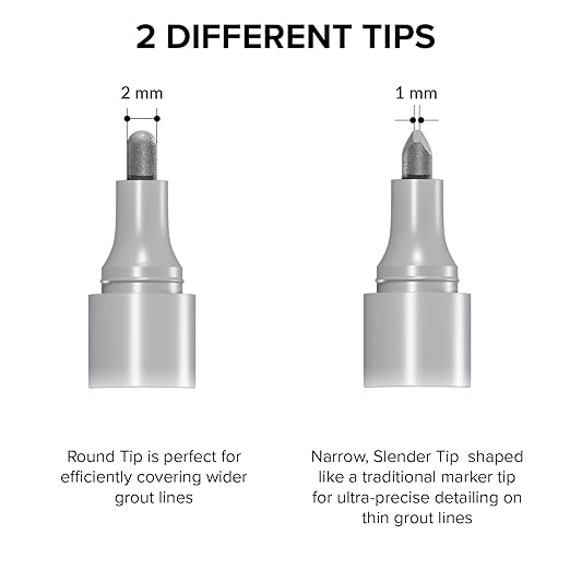 X-Protector Water Based Grout Marker - 2 PCS with 8 Tips, Light Gray