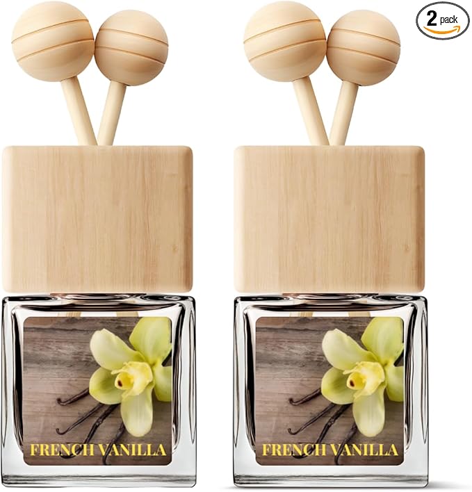 Car Air Freshener | French Vanilla Scented Car Fresheners for Women & Men | Long Lasting Fragrance Car Scents | Air Diffuser with Car Vent Clip (2 Pack)