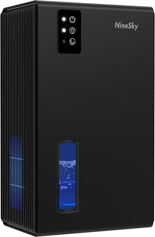 NineSky Dehumidifier, 1000 sq.ft Dehumidifiers for Home with 95oz Large Water Tank,Quiet Dehumidifier with 7-Color Ambient Light & Auto Shut Off, Dehumidifier for Basement, Bedroom, Bathroom (Black)