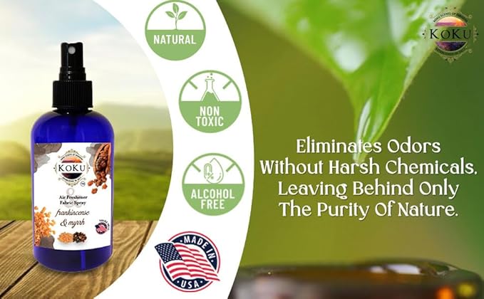 Frankincense Myrrh Air Freshener - Room Spray - Odor Eliminator - Deodorizer - Car Air Freshener - Home Spray - Linen Spray - Fabric Refresher - Non-Toxic - Alcohol Free (8 Oz)