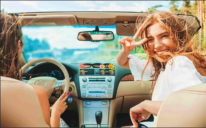 Cute Daisy Air Vent Decorations, Handmade Crochet Air Freshener Vent Clip, 3 Pack Vent Clips Accessories for Women Car Decor Gifts (Daisy, Tasteless)