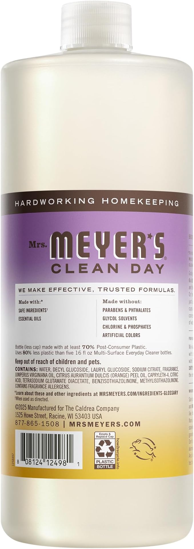 Mrs. MEYER'S CLEAN DAY Multi-Surface Everyday Concentrate, Compassion Flower Scent, 32 Fl Oz Bottle