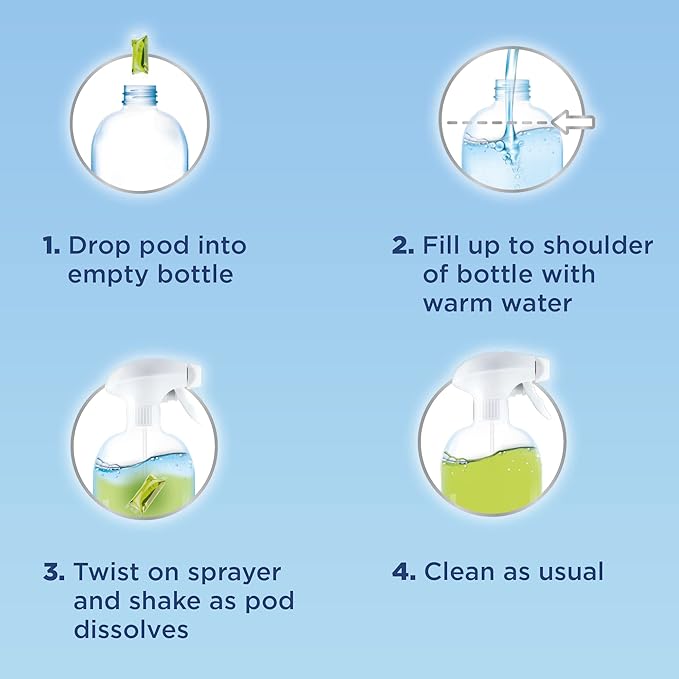 Windex Dissolve Concentrated Pods, Multisurface Cleaner Starter Kit contains 1 Reusable Bottle, 1 Concentrated Dissolvable Pod