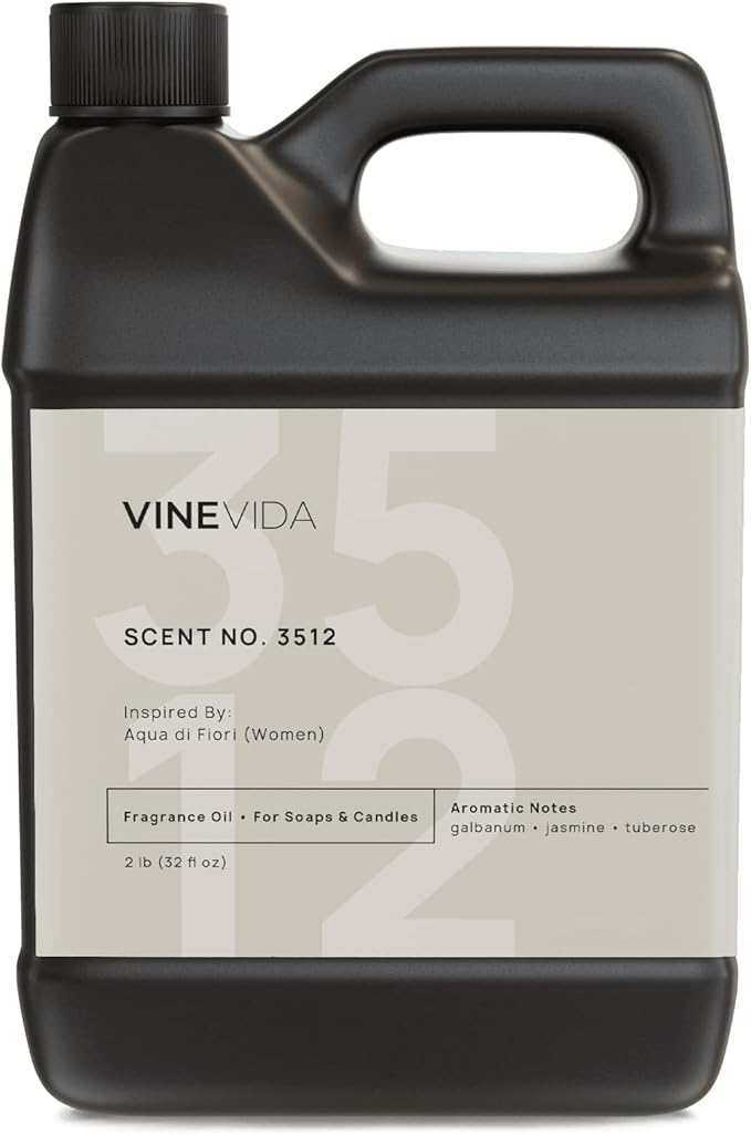 VINEVIDA Scent NO. 3512 Fragrance Oil - 32oz (2lbs) - Inspired by: Aqua di Fiori (Women) Fragrance Oil for Candle Making - Made in USA Candle Scents Scents for Soap Making