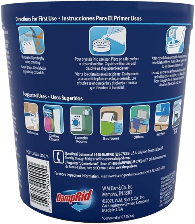 Damp Rid Refillable Moisture Absorber – Pure Linen Humidity Absorber & Odor Absorber with 11oz Cup and 44oz Refill Bag, Cleaner Air for Closet & Bathroom – ILIOS Packaging
