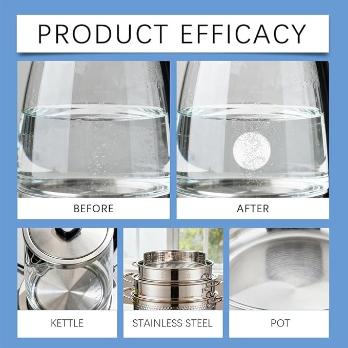 Kettle Descaler Tablet,12/36 Packs Powerful Limescale Removal,Efficient Water Bottle Cleaner Removes Hard Water Buildup,Limescale Remover Tablet For Kettles, Coffee Machines, Shower Heads (3pcs)