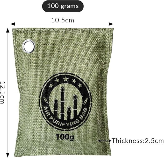 2 Bags Natural Air Purifying Bag | Bamboo Charcoal Odor Absorber for Home & Car | Closet Odor Eliminator, Small Room Deodorizer & Car Air Freshener | Charcoal Bags (100g light green, Unscented)