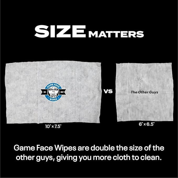 Game Face Deodorizing Body Wipes 25 Count Extra Large Size Compostable Cloth Naturally Formulated Hydrating, Refreshing, and Odor Neutralizing Wipes for Athletic, Sport, and On The Go Needs