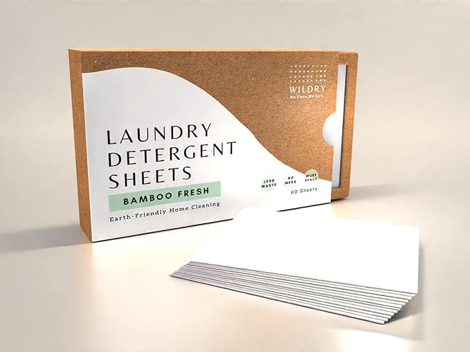 Liquidless Laundry Detergent Sheets (60 Sheets) - Bamboo Fresh Scent - Eco-friendly, 100% Plastic-free, Biodegradable, Hypoallergenic & Non-toxic