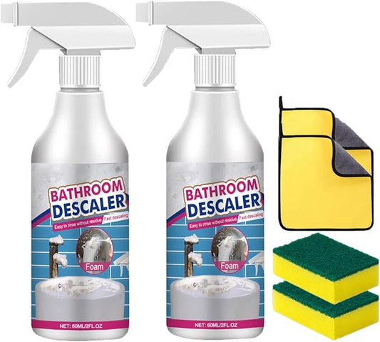 XIRUJNFD 2025 Bathroom Descaler Foam Cleaner, 2 floz Bathroom Descaler Foam Cleaner Spray, All Purpose Rinse Cleaning Foams for Shower Room, Glass, Sink, Toilet, Bathtub, Faucet (2 SET)