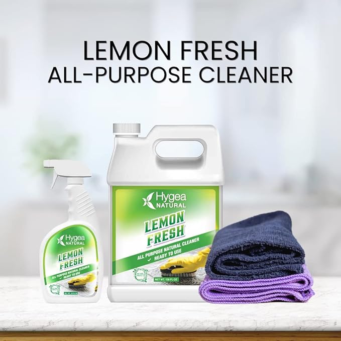 Hygea Natural Lemon Fresh All Purpose Cleaner- Multi-Surface Cleaner- Floor Cleaner- Remove Soil, Dirt & Grease- Wet Gloss Finish- pH-Neutral, Ammonia Free (3 pack Spray 24oz)