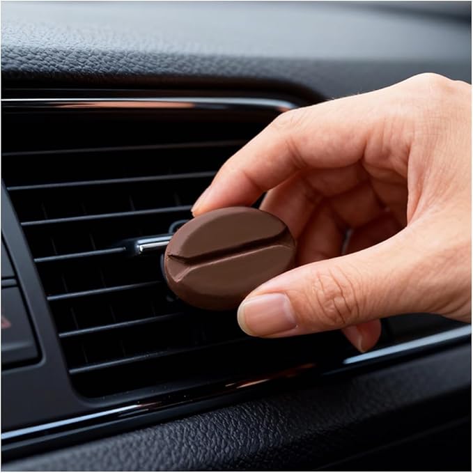 2 Pcs Car Air Fresheners Vent Clip Coffee Bean Natural Gypsum aromatherapy essential oil diffuser Bitter Coffee Scent perfume fragrance Long Lasting Decorative Accessories decor gift (dark brown)