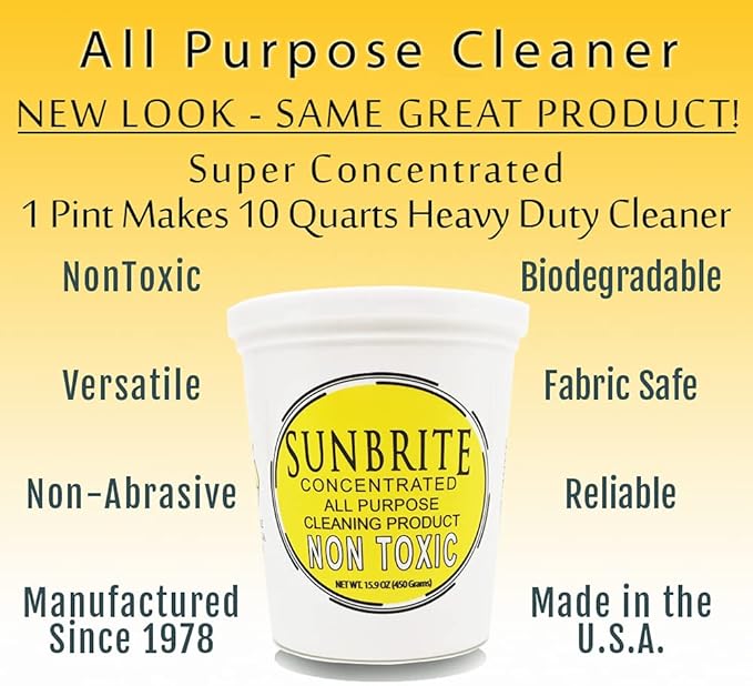 SunBrite Professional Strength Cleaner | NonToxic | Concentrated | All Purpose | Pint Unit | Green Product Safe For What You Clean