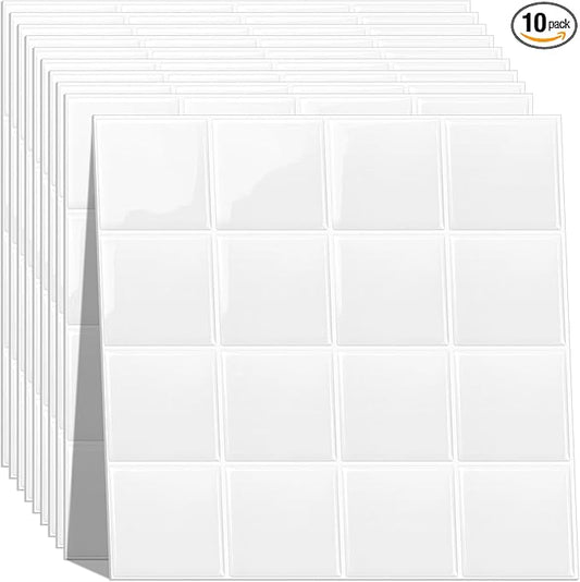 Peel and Stick Backsplash, New Upgrade Design 9" x9"Square Marble Tiles,3D Adhesive Premium Mosaic Tiles, Peel and Stick Tiles for Kitchen,Bathroom, Wall Tile竊?0-Sheet竊?