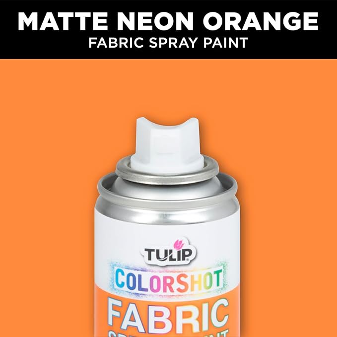 Tulip ColorShot Instant Fabric Spray Paint, Permanent Color Spray-On Fabric Paint, 3oz, Neon Orange
