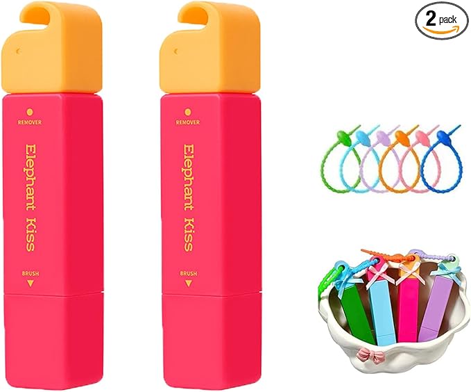 Elephant Kiss Stain Remover, 3-Second Stain Remover Pen for Clothes, 12ml On-the-Go Spot Cleaner, Double Head Instant Treater Sticks With Lanyard, Travel & Pocket-Sized (Red)