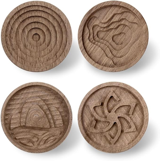 4 Pieces Wooden Aromatherapy Round Essential Oil Diffuser - Walnut Wood Diffuser for Offices, Home, Cars, Sauna Rooms, SPA Centers,Yoga Rooms
