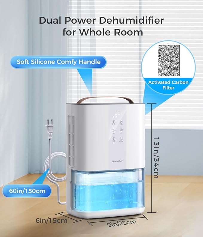 Large Dehumidifiers for Home, 96oz Dehumidifier for Bathroom with Auto Shut-off Auto Defrost, Whisper Quiet Dehumidifier for Bedroom Office RV Closet Wardrobe Basement (1000 Sq.ft)