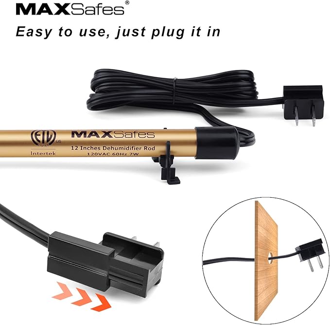 Gun Safe Dehumidifier Rod, Dry Rod - Easy Installation Plug-in Electric Dehumidifier Eliminates Moisture for Gun Safes & Cabinets, ETL Approved, 24in