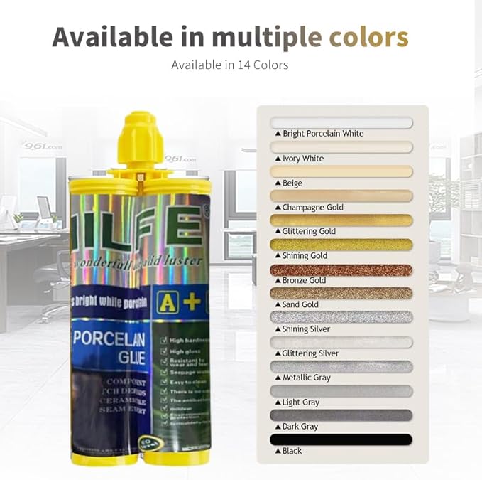 Epoxy Grout Porcelain White , Waterproof Auto-mix Dual Tubes Tile Grout 19 oz 410ml, Reconstruct Grout Line for Shower Bathroom Kitchen Swimming Pool, Wall and Floor，Caulk Gun NOT Included (1, White)