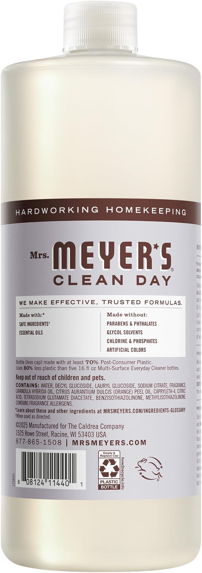 MRS. MEYER'S CLEAN DAY Multi-Surface Everyday Concentrate, Lavender Scent, 32 Fl Oz Bottle