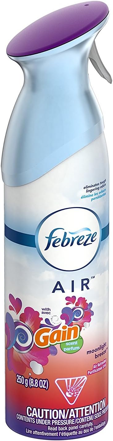 Febreze Air Refresher - with Gain Moonlight Breeze Scent - with New OdorClear Technology - Net Wt. 8.8 OZ (250 g) Per Bottle - Pack of 2 Bottles