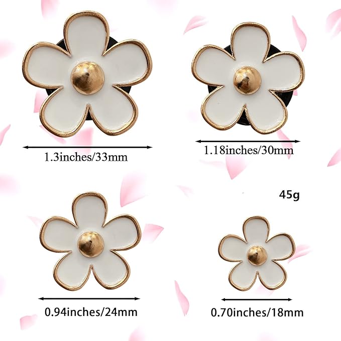 Daisy Air Vent Clips, 4 Pcs Cute Flower Car Air Conditioning Outlet Clip Car Air Freshener Clip Charm Car Inter Decor Accessories for Women (White)