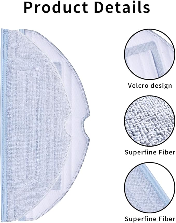 4Pcs Microfiber Mop Cloth Pad for Roborock S8+, S8,S7, S7+, S7 Pro,S7 Max Ultra, S7 MaxV, S7 MaxV Plus, S7 MaxV Ultra Robot Vacuum,Washable Mopping Cloth Accessories