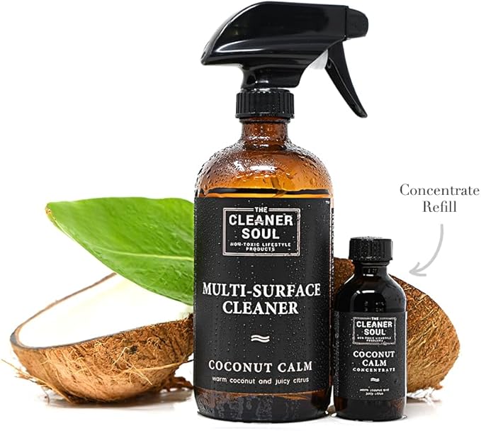 4 Refills - Natural All-Purpose Cleaner Concentrate Essential Oils, Glass Bottle, Non-Toxic, Multi-Surface (Eucalyptus Breathe)