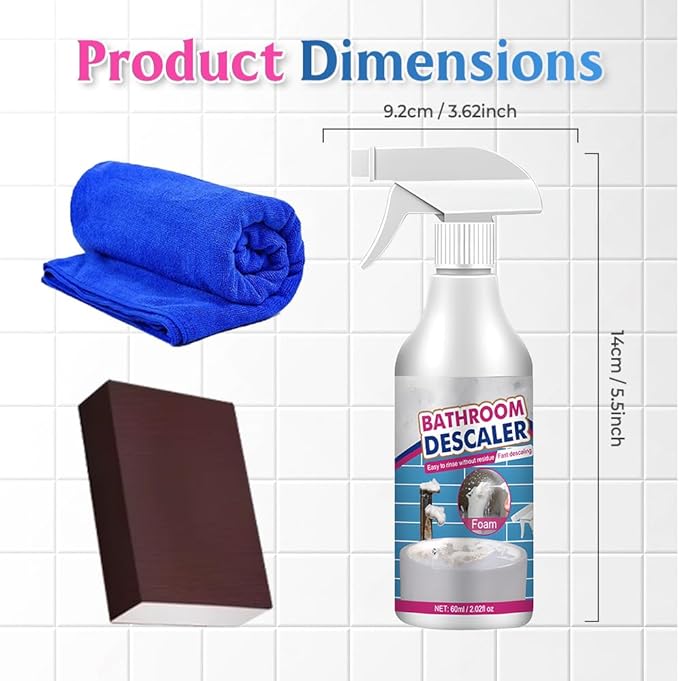 Bathroom Descaler Foam Cleaner, 2025 Upgrade Multipurpose Stubborn Stains Cleaner for Shower Room Glass Sink Toilet 100ml (3)