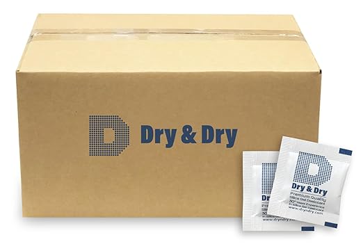 Dry & Dry 1 Gram [5000 Packets] Silica Gel Packets Desiccants, Silica Packets - Rechargeable Moisture Absorbers for Food Storage, Electronics, 3D Filament & Safes