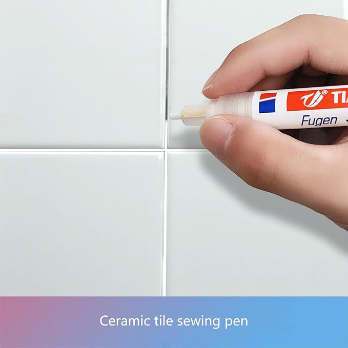 Tile Grout Paint Marker Waterproof Tile Grout Colorant and Sealer Pen for Cleaner Looking Floor with Extra-Tip, White
